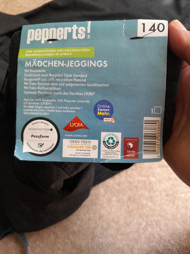 شلوار جگینگ پنبه دخترانه اورجینال از برند pepperts